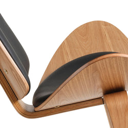 Hans Wegner Ch07 Shell Chair Black Leather Light Wood Replica