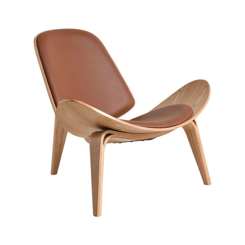 Hans Wegner Ch07 Shell Chair Tan Leather Light Wood Replica - Glicks Furniture