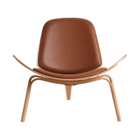 Hans Wegner Ch07 Shell Chair Tan Leather Light Wood Replica - Glicks Furniture