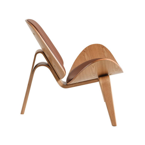 Hans Wegner Ch07 Shell Chair Tan Leather Light Wood Replica - Glicks Furniture