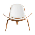 Hans Wegner Ch07 Shell Chair White Leather Light Wood Replica - Glicks Furniture