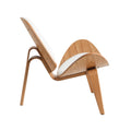 Hans Wegner Ch07 Shell Chair White Leather Light Wood Replica - Glicks Furniture