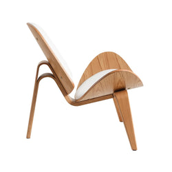 Hans Wegner Ch07 Shell Chair White Leather Light Wood Replica