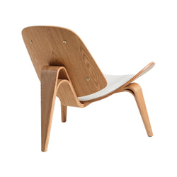 Hans Wegner Ch07 Shell Chair White Leather Light Wood Replica