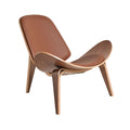Hans Wegner Ch07 Shell Chair Tan Leather Walnut Wood Replica - Glicks Furniture