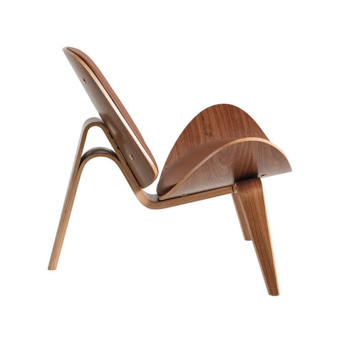 Hans Wegner Ch07 Shell Chair Tan Leather Walnut Wood Replica - Glicks Furniture