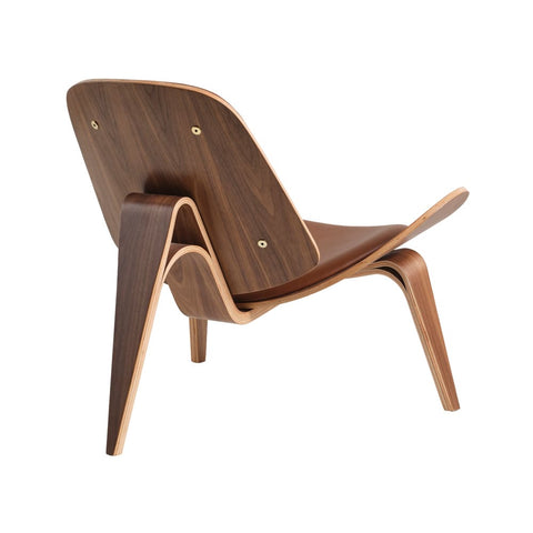 Hans Wegner Ch07 Shell Chair Tan Leather Walnut Wood Replica - Glicks Furniture