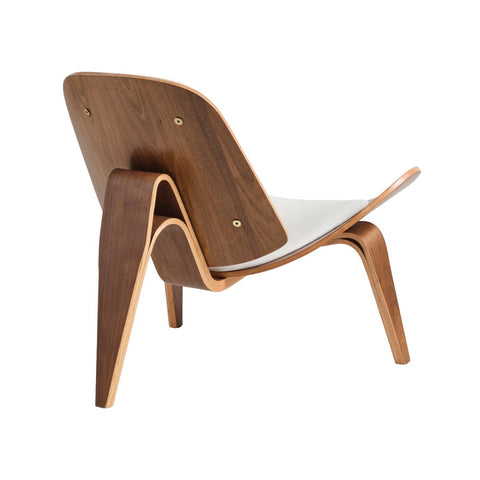 Hans Wegner Ch07 Shell Chair White Leather Walnut Wood Replica - Glicks Furniture