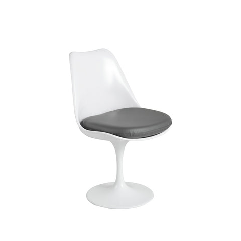 Tulip Armless Chair Grey PU Seat Eero Saarinen Replica - Glicks Furniture