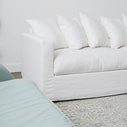 Hampton Chaise White Linen Fabric Sofa