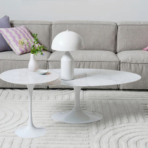 Tulip Oval Coffee Table Marble Eero Saarinen Replica - Glicks Furniture