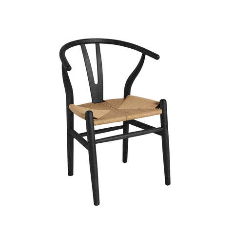 Wishbone CH24 High Back Dining Chair Replica Black Natural